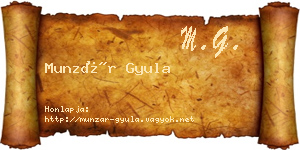 Munzár Gyula névjegykártya